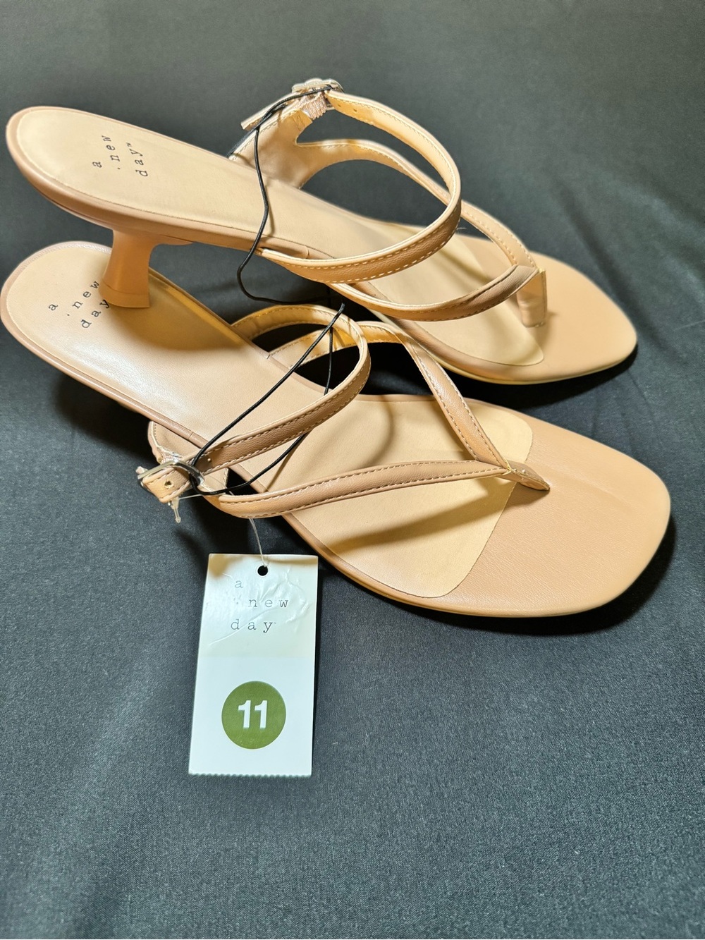 Size 11- Nude Strappy Kitten Heel Sandals